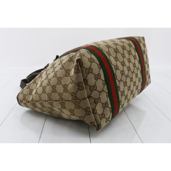 Gucci GG Canvas Handbag with Leather Handles and Trim - Picture 6 of 9